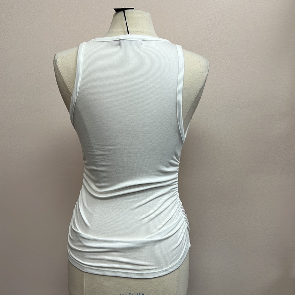 Philosophy Asymmetrical Cut Out Tank Top in White - Picture 3 of 7
